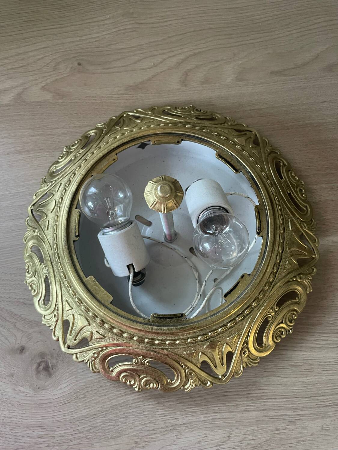 Vintage brass and chiseled glass ceiling light