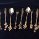 Set 11 of old cutlery with silver metal desert