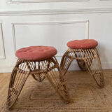 Pair of rattan stools