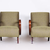 Pair of green Jindrich Halabala armchairs for Up Závody - 1930s Czechia