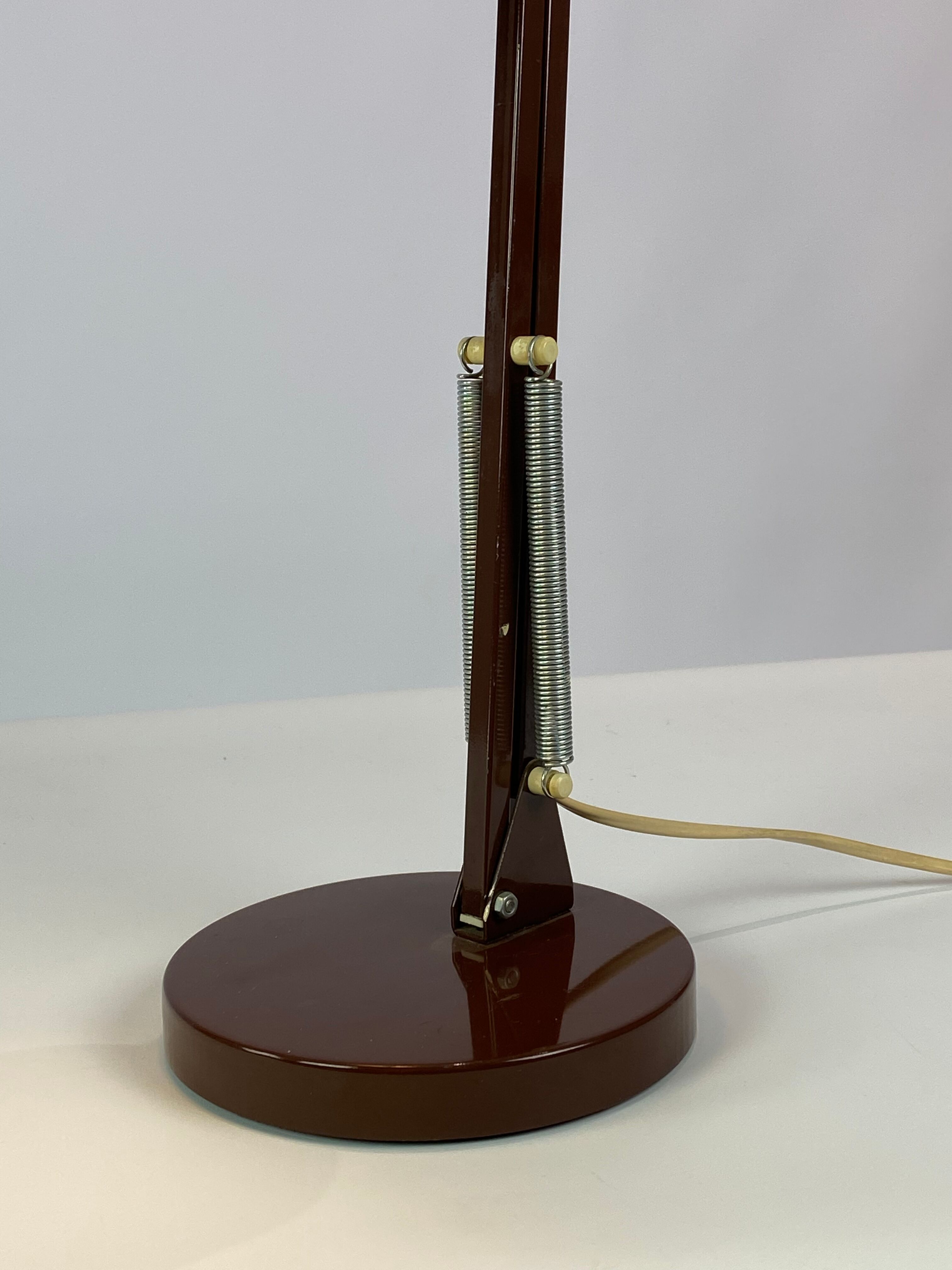 Table lamp in brown lacquered metal, of Danish design from the 1970s