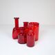 Collection of five rare red vases by Erik Hoglund, Sweden, 1960s.