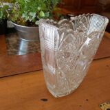 Rectangular cut Saint Louis crystal vase decorated with roses