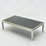 Table basse chrome et laiton 1970