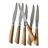 6 Vintage Horn Knives Silver Steel Blade LEPINE A LYON France 19th Century