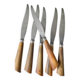 6 Vintage Horn Knives Silver Steel Blade LEPINE A LYON France 19th Century