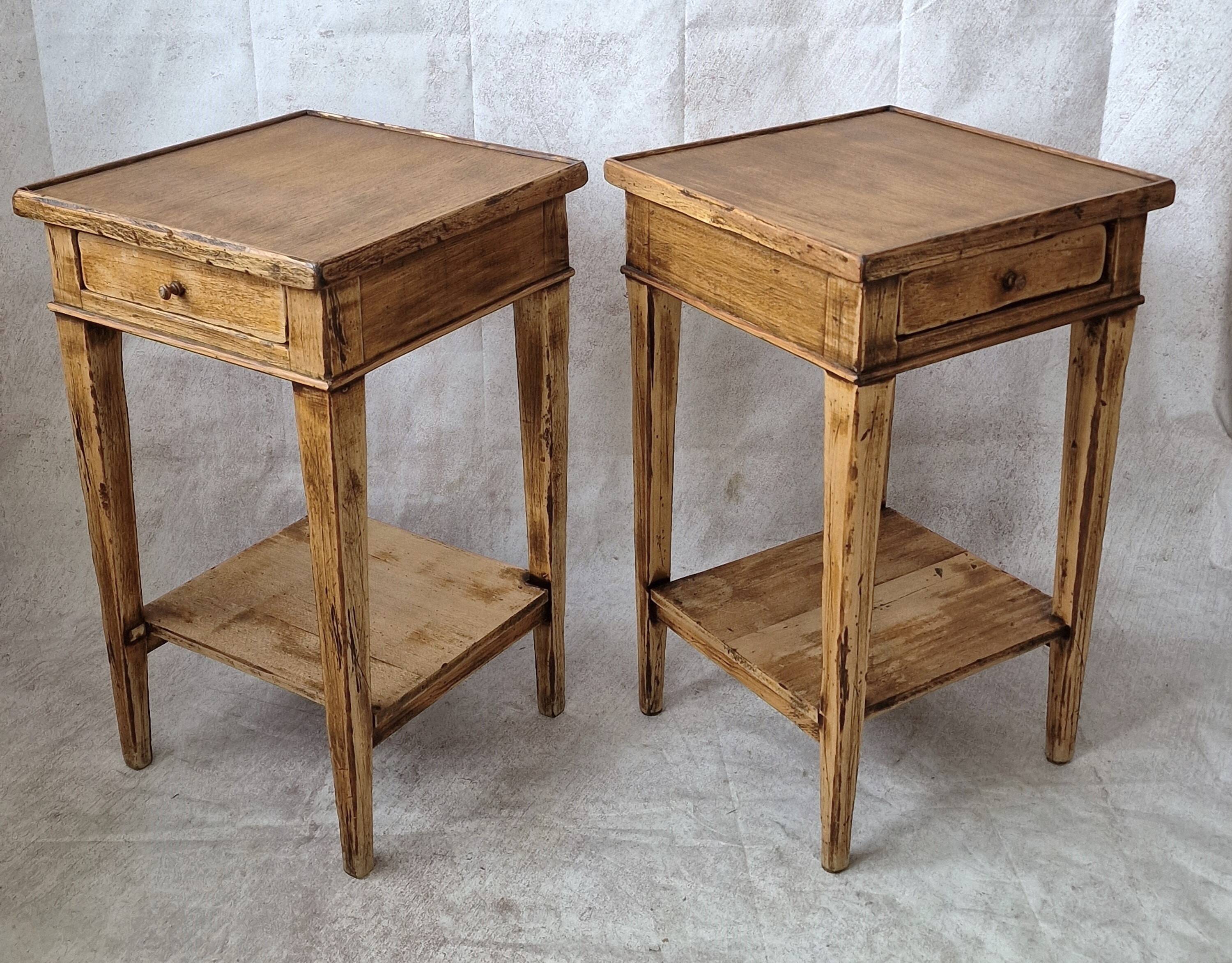Pair of light wood bedside tables
