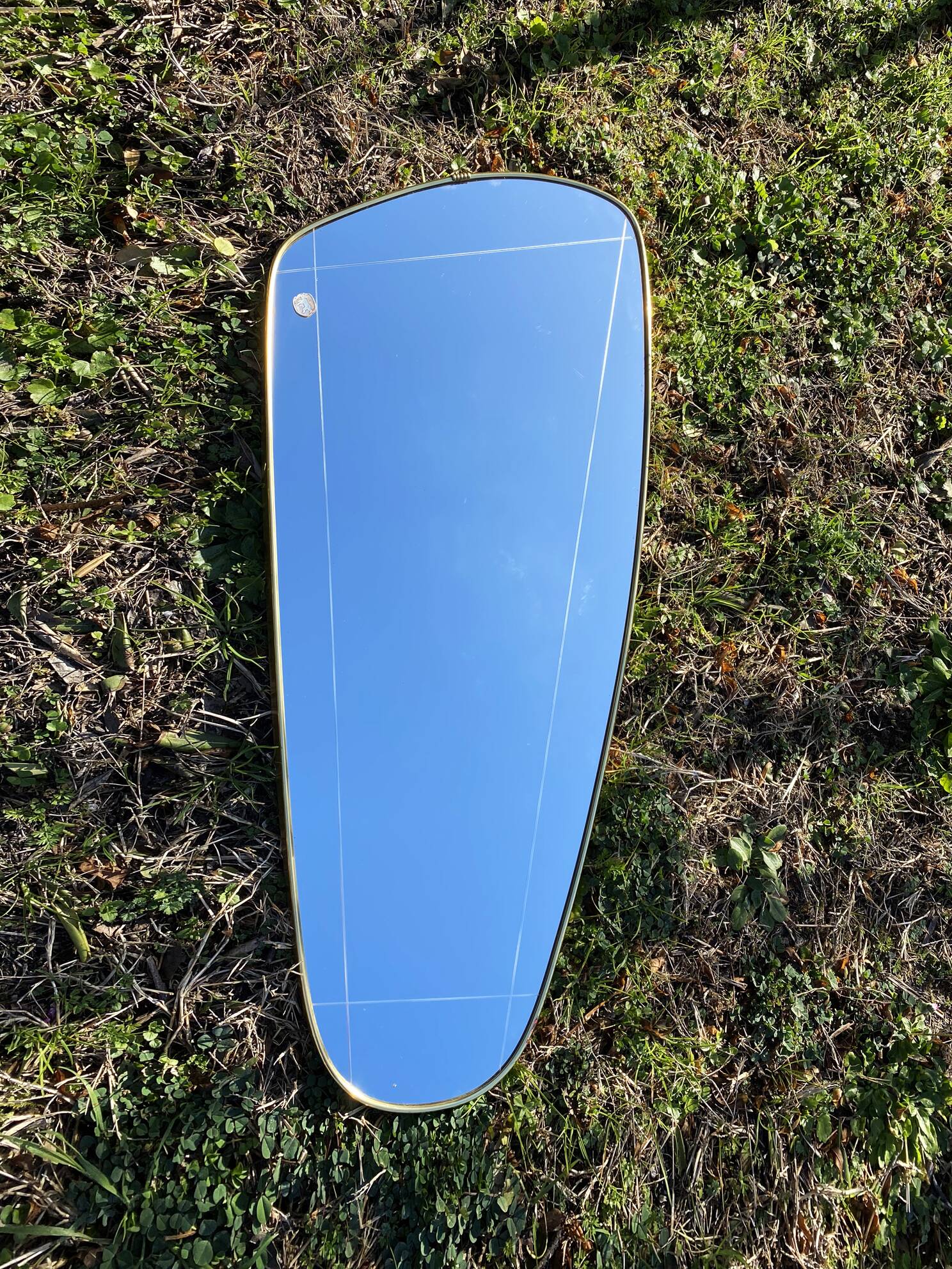 Grand miroir mural de forme asymétrique, Allemagne années 60