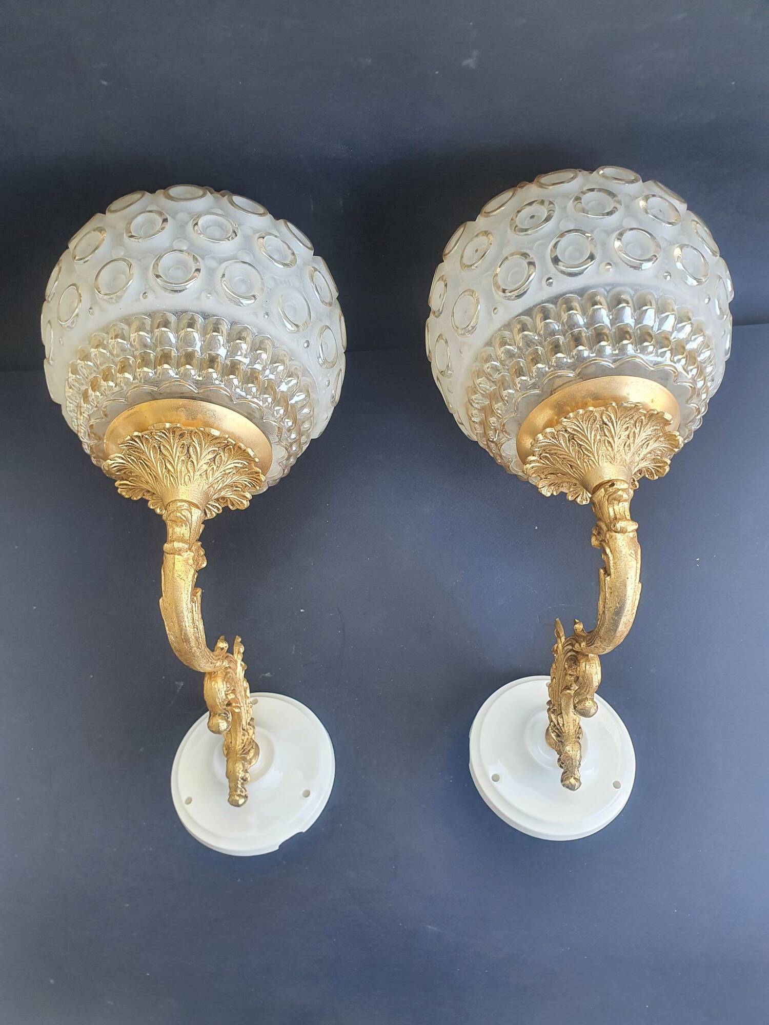 Large vintage wall sconces pair