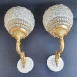 Large vintage wall sconces pair