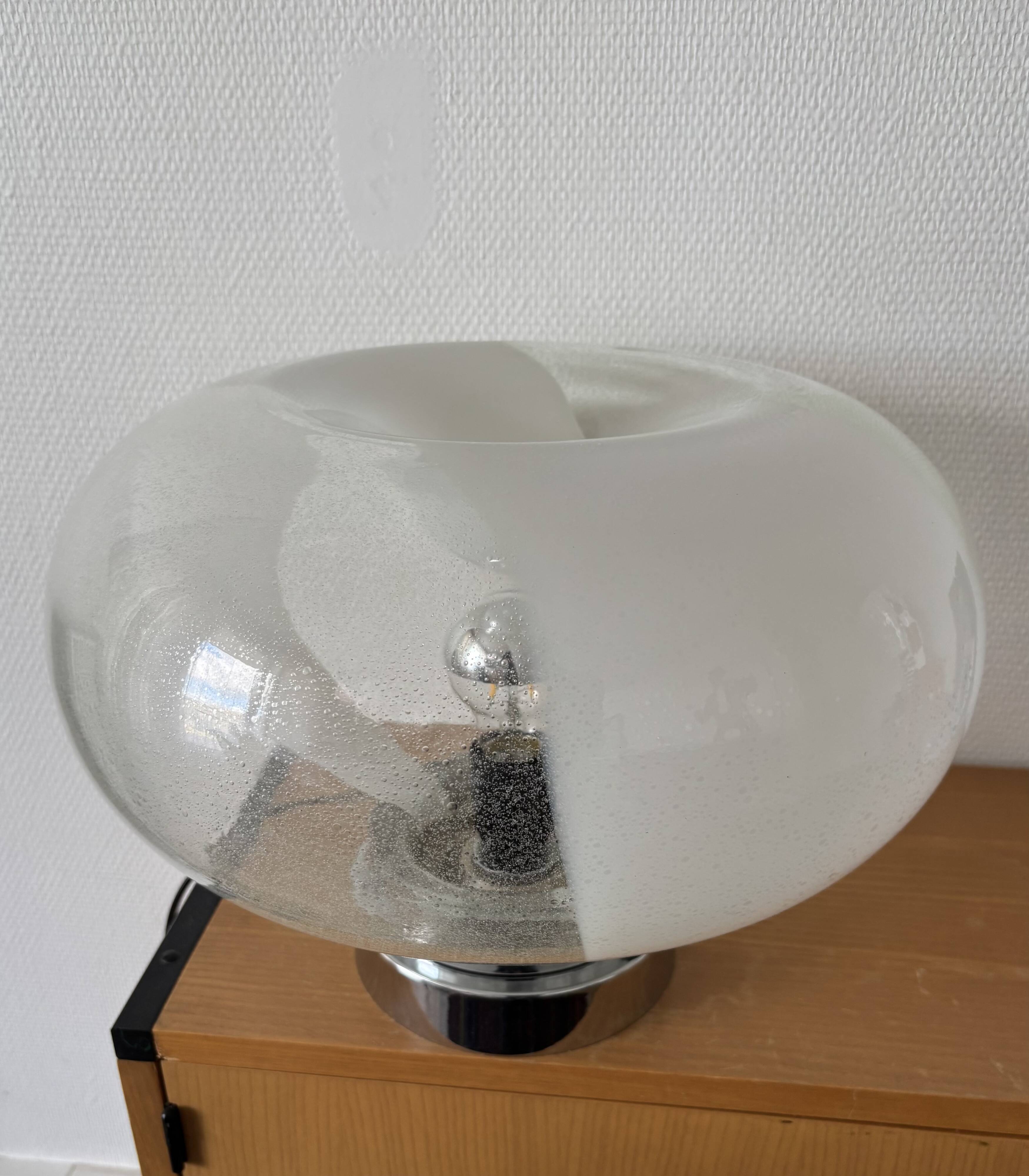 Mazzega Lampe Murano  Verre Puliginiso et inox 1971