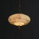 Art Deco Pendant Light with Twisted Stem, Marbled Effect, Metal and Brass - 1930s
