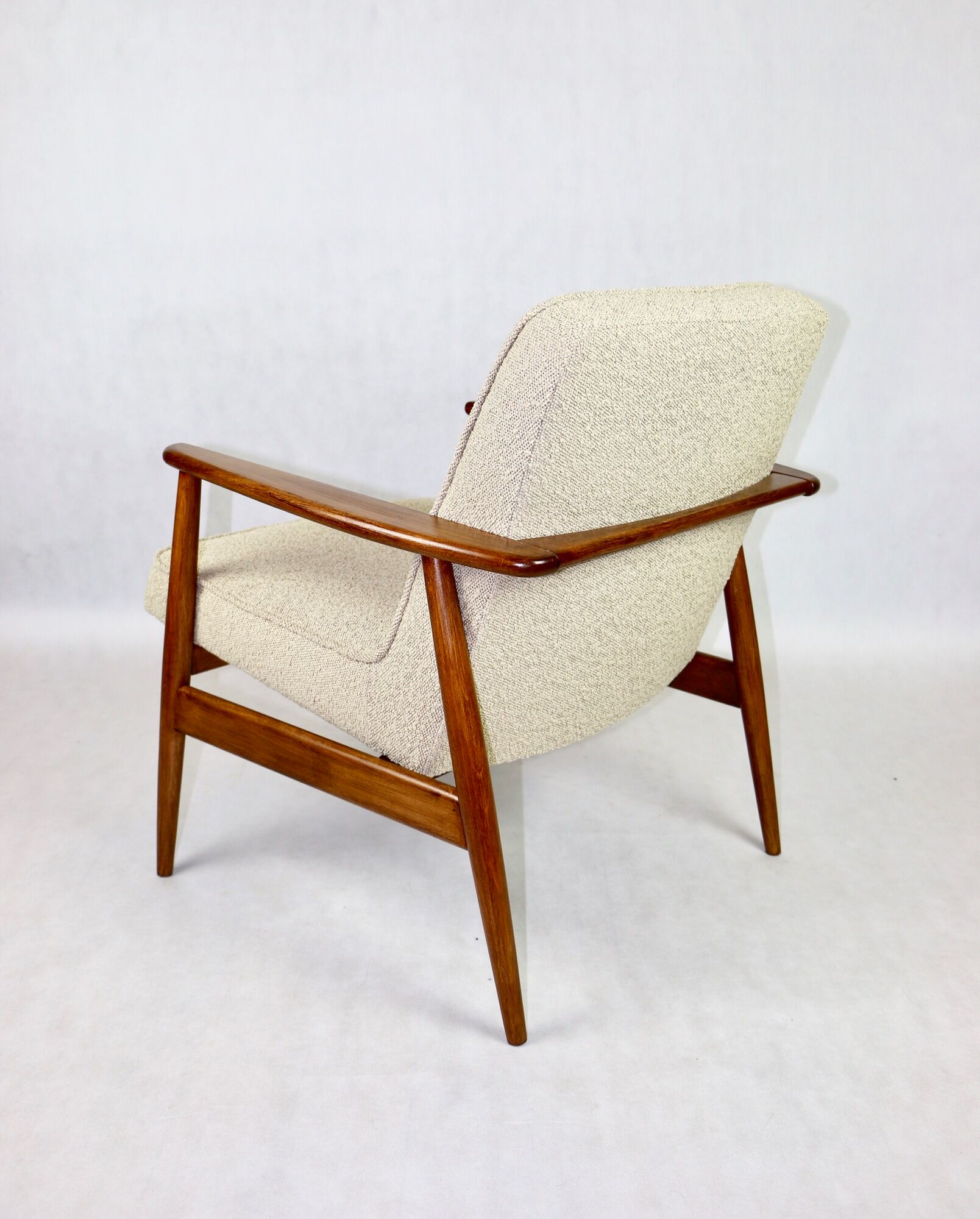 Beige boucle GFM63 lounge chair by J. Kedziorek, 1970s
