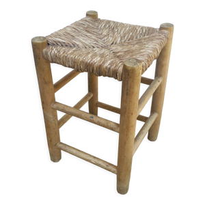 Tabouret bois et paille