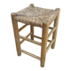 Wooden and straw stool vintage bohemian spirit