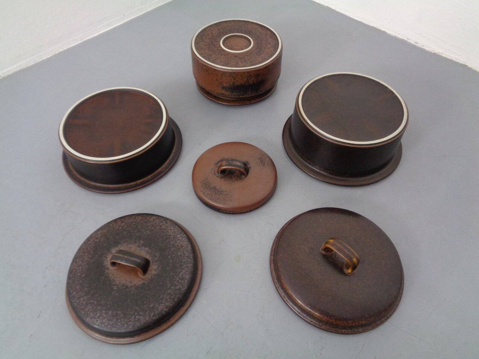 Finnish Ruska Soup Bowls with Lids by Ulla Procope for Arabia, Set of 3, 1960s, Set of 3