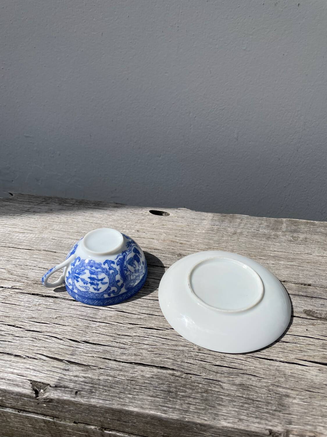 4 tasses porcelaine bleu Japon