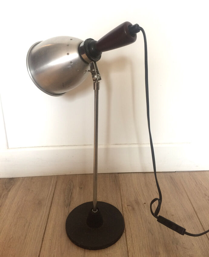 1960/70 wood and brushed metal desk lamp