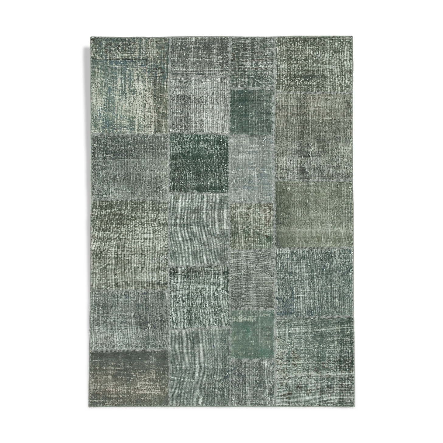 Handwoven turkish contemporary 171 cm x 239 cm grey patchwork carpet