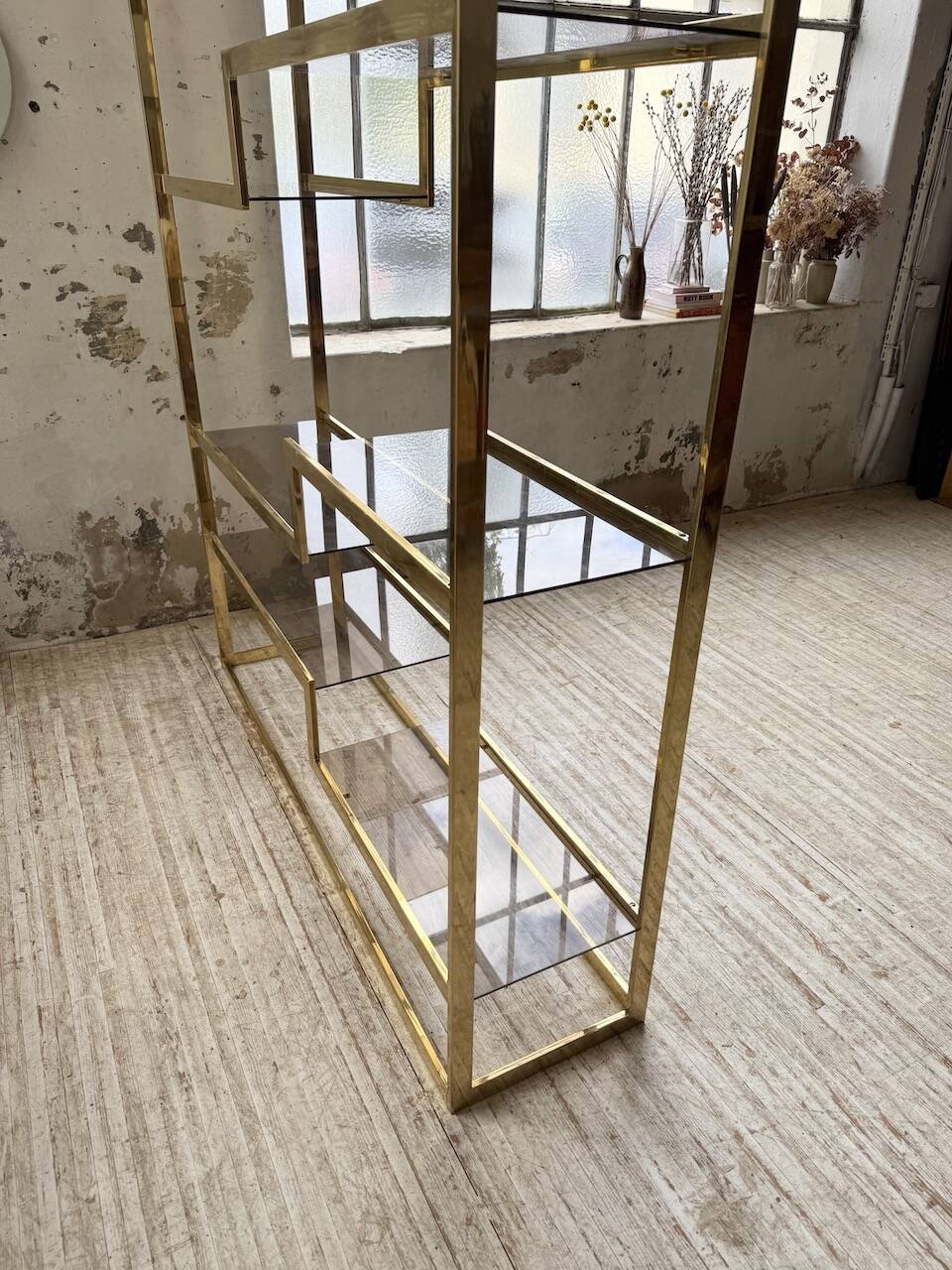 Brass shelf 1970 Belgo Chrom regency