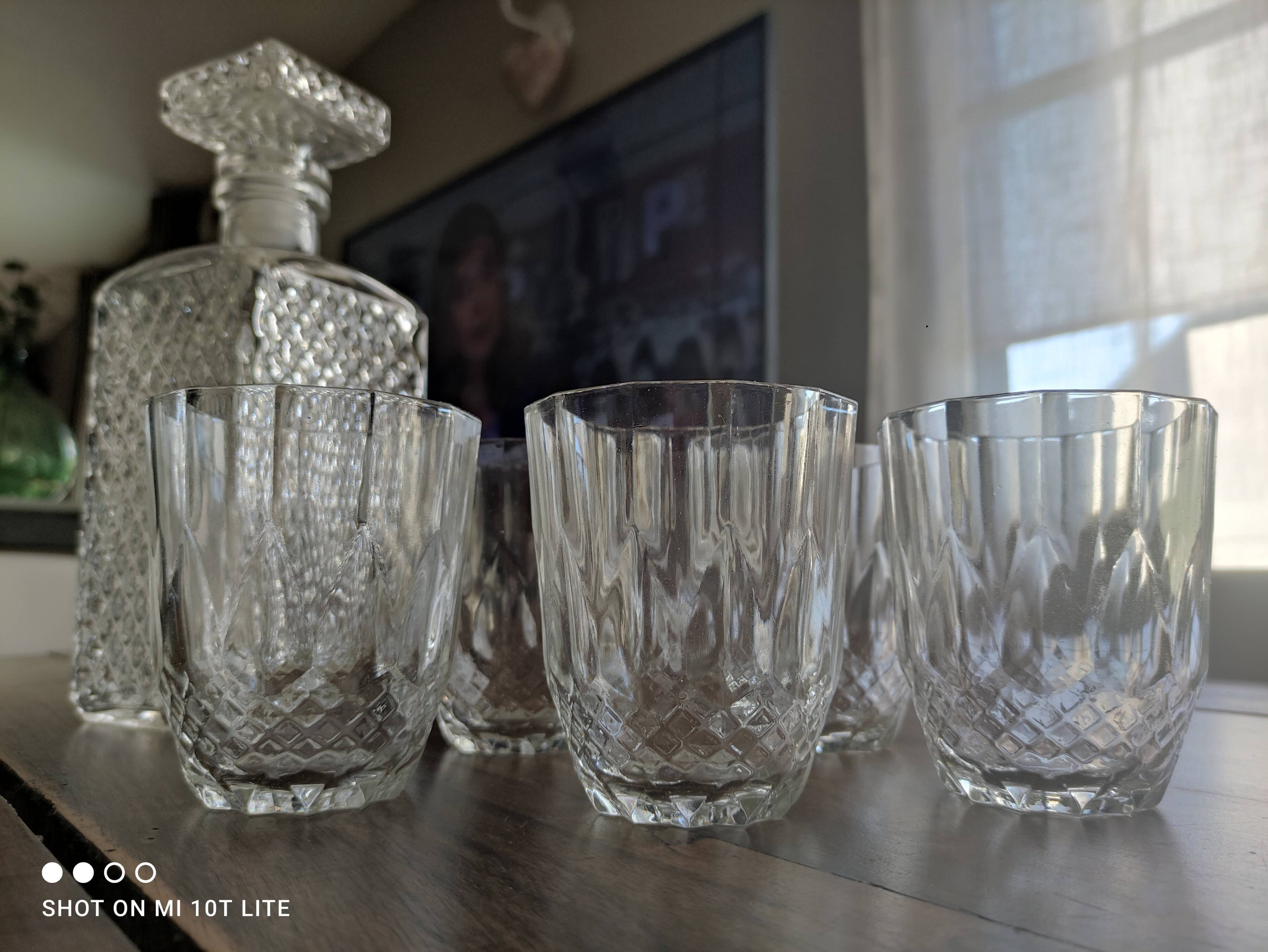 Whisky service 6pers 7pces italian glass A.Masserini