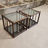 Two rattan and smoked glass tables, 1970