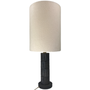 Midcentury brutalist bakelite table lamp, bouclé shade 1960s
