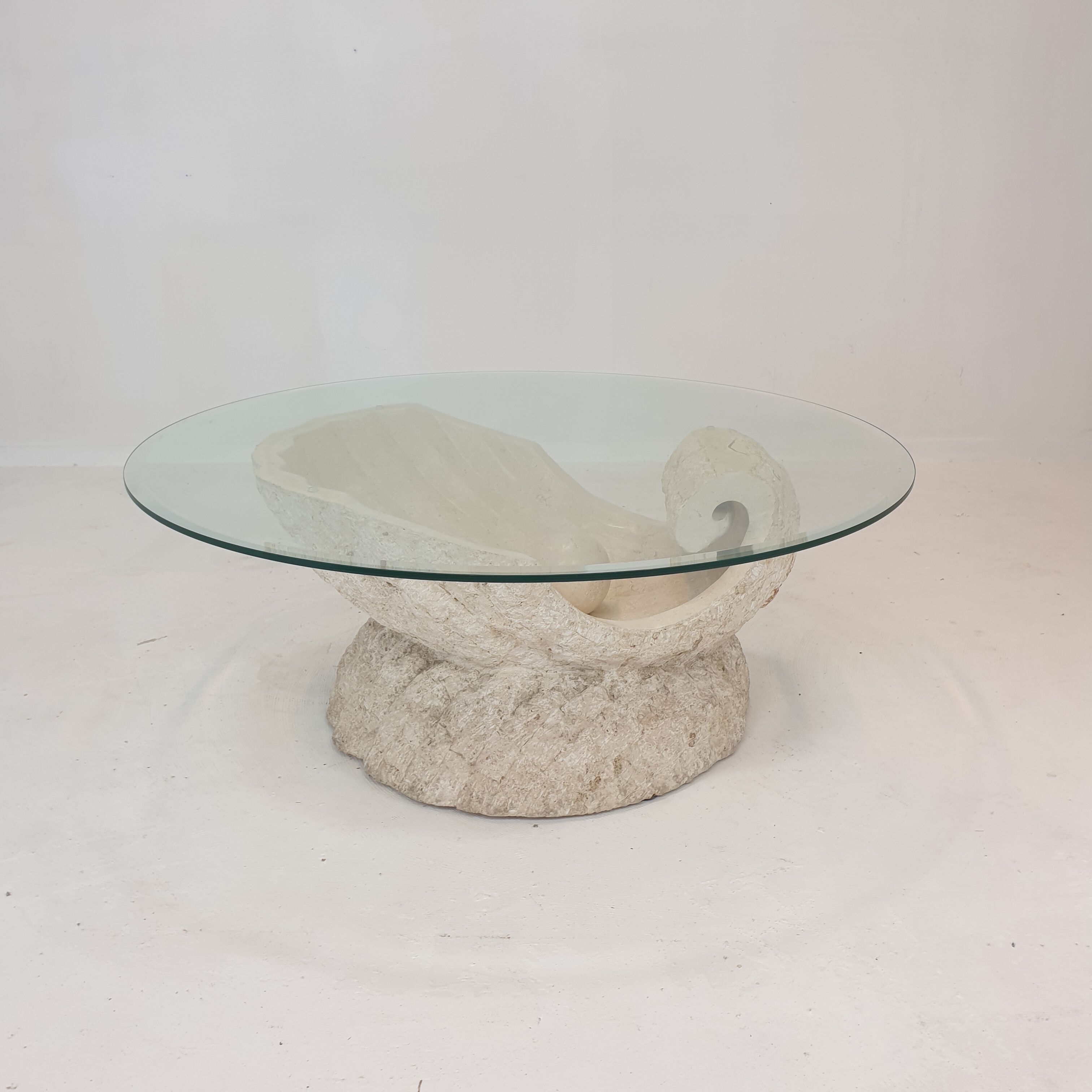 Magnussen ponte mactan stone shell coffee table, 1980s