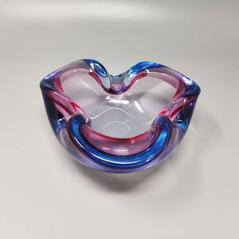 1960s Gorgeous Blue and Pink Ashtray or Catchall By Flavio Poli for Seguso