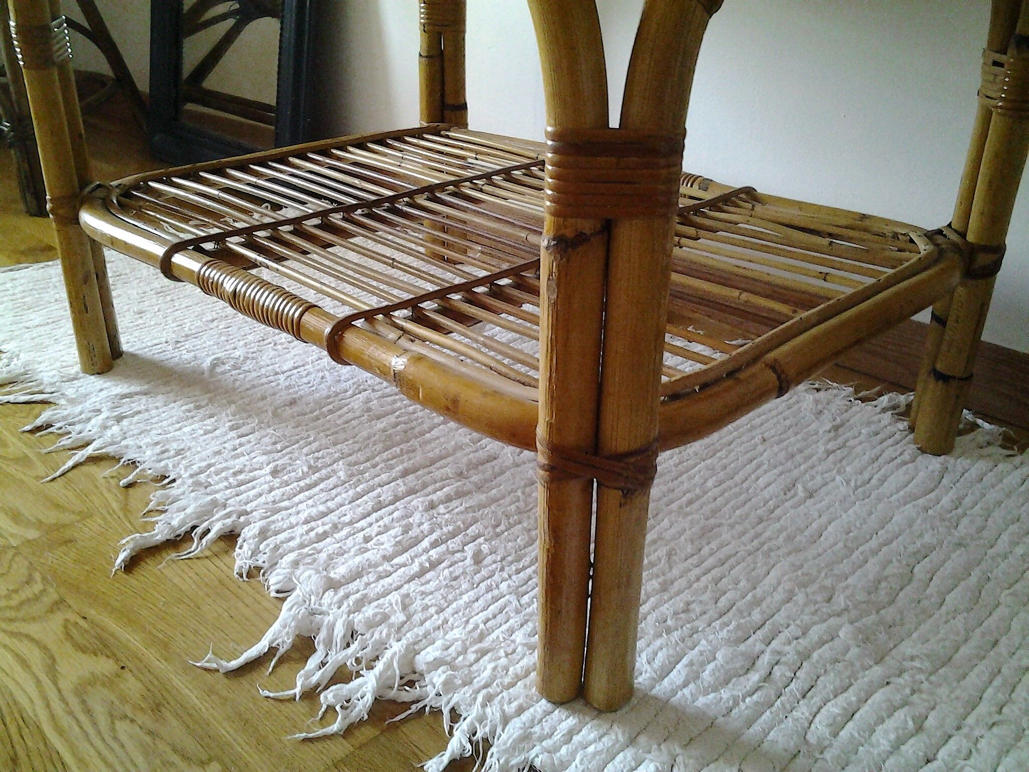 Coffee table in rattan and bamboo