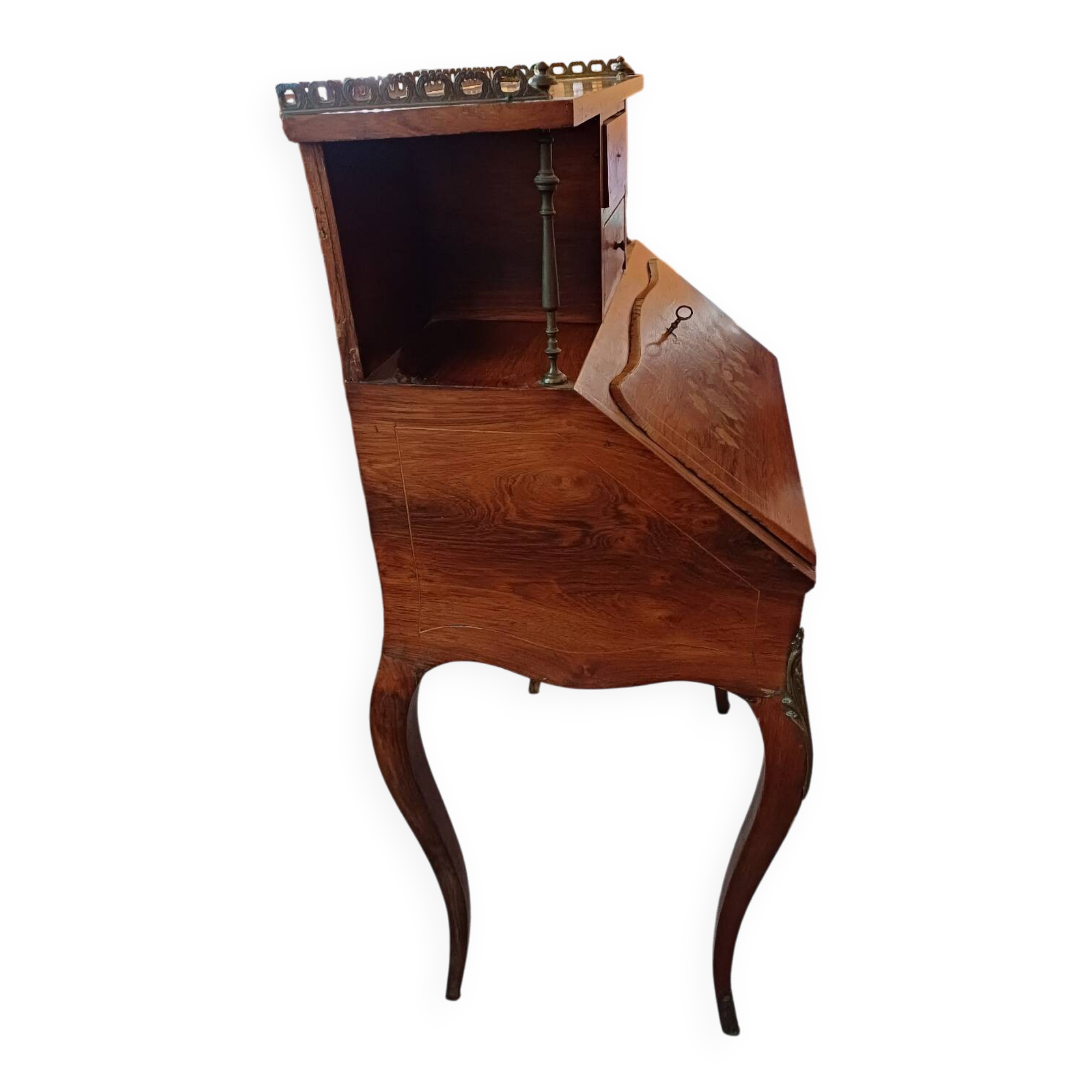 Bureau secrétaire maron Bois ACAJOU marqueterie