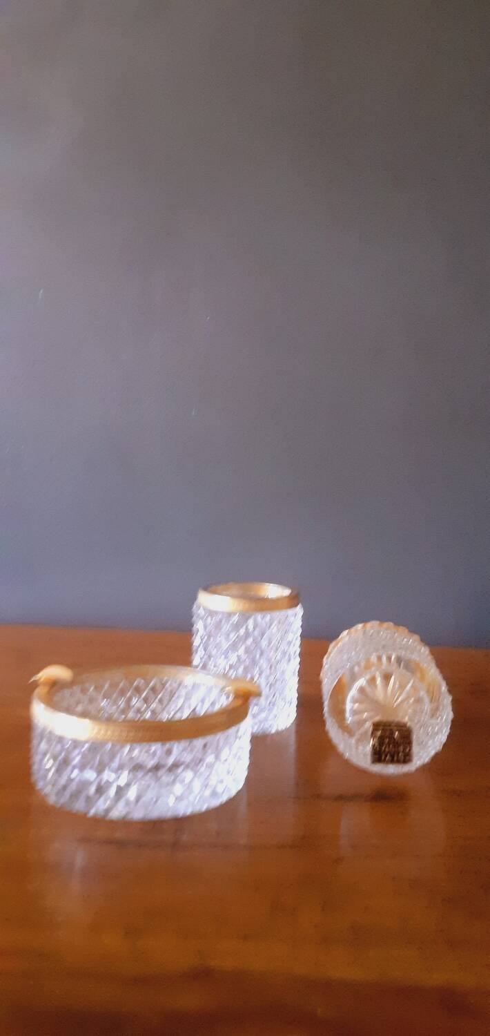 1950s Baccarat crystal and gold-plated metal smoker's kit