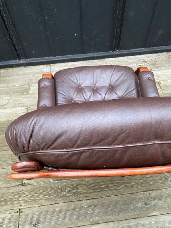 fauteuil Scandinave Lounge G. Möbel Nassjo cuir 1970