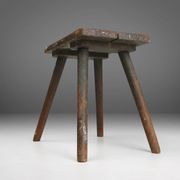 Industrial wooden French painters stool with rich patina from the 1930s