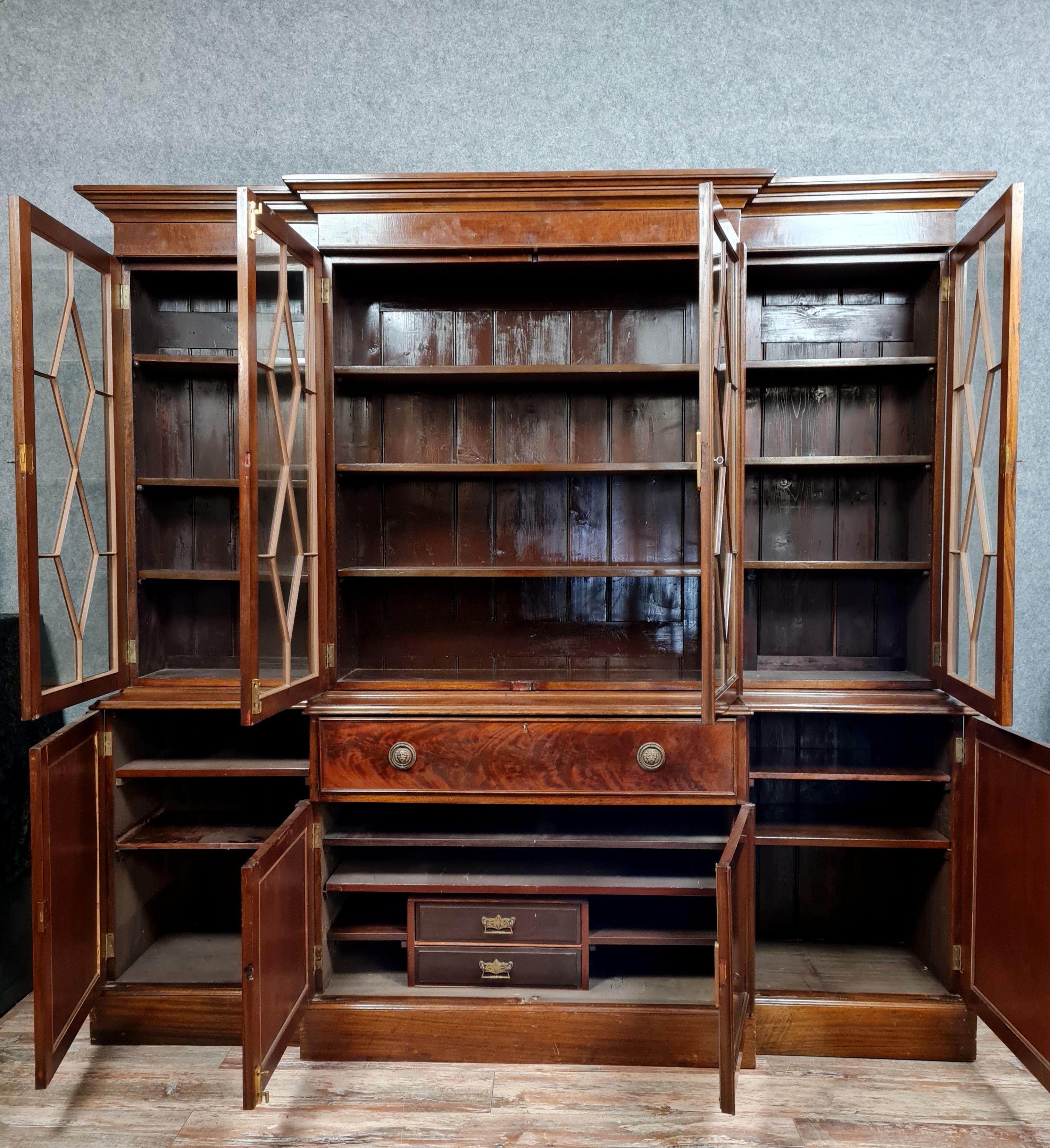 Very Important library secretary a ressaut napoleon III era in mahogany around 1850