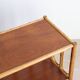 Vintage rectangular side coffee table in wood and rattan with magazine rack