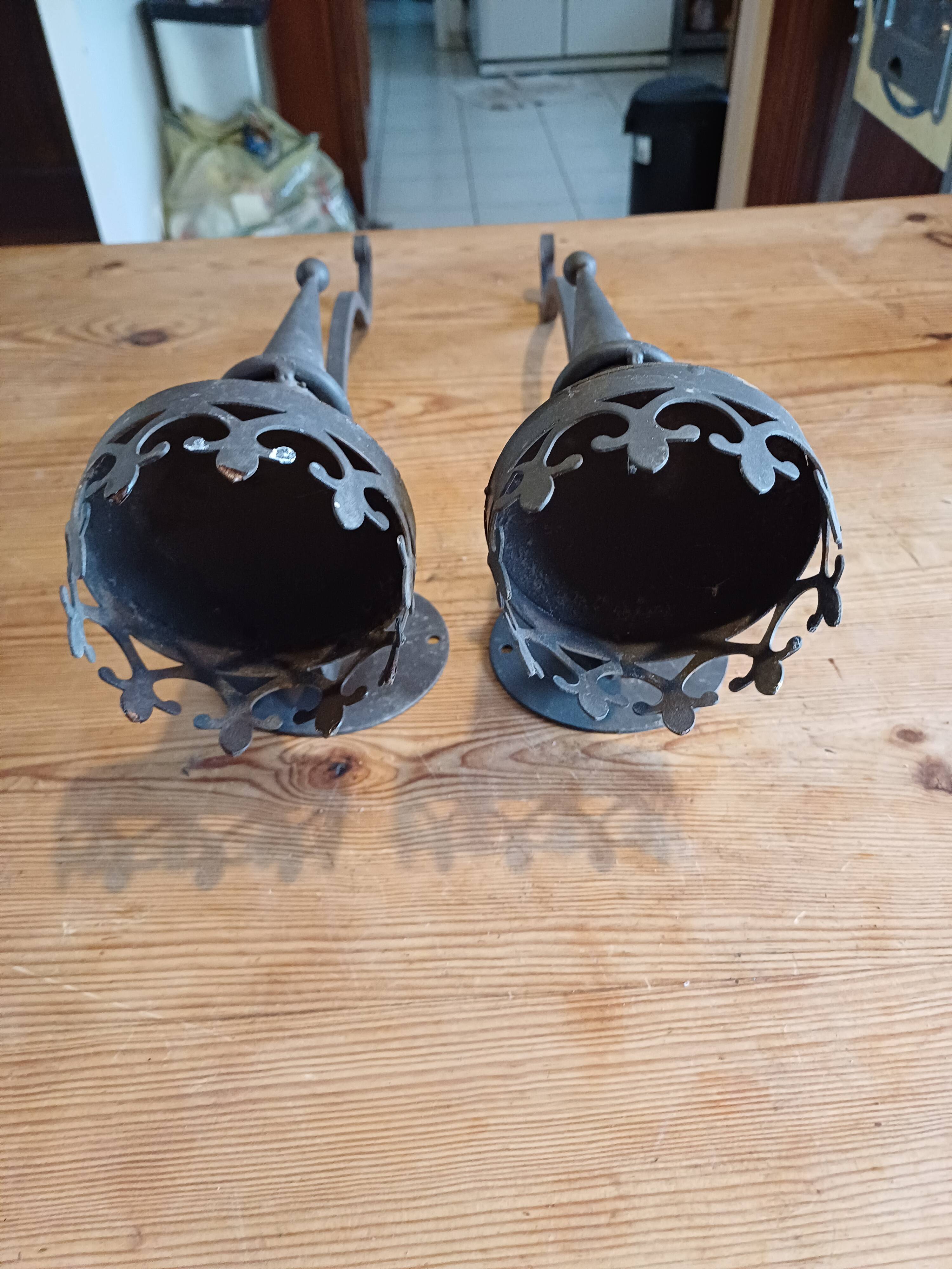 Pair of Wrought Iron Wall Lights