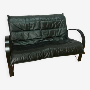 Leather sofa, 2 seats, "Polhem" by Tord Bjorklund, 1980