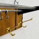 Vintage teak wall coat rack with mirror