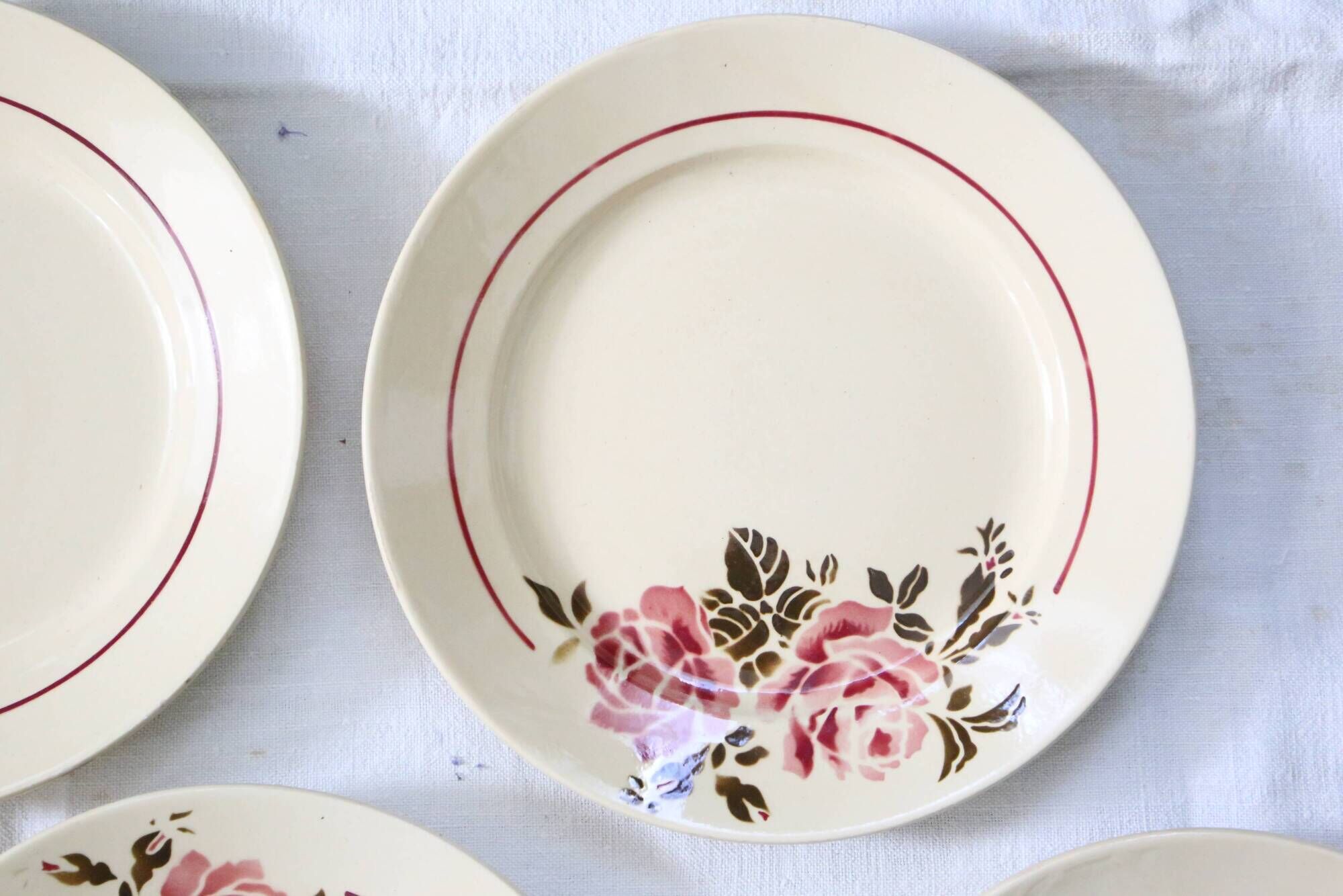Set of 4 flat plates Badonviller, vintage French