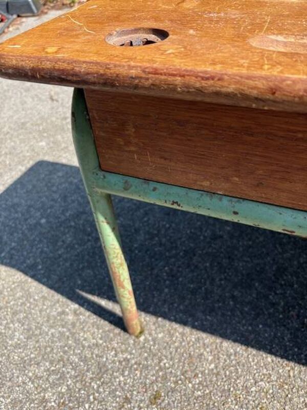 ancien bureau d'écolier / pupitre 2 places enfant / vintage