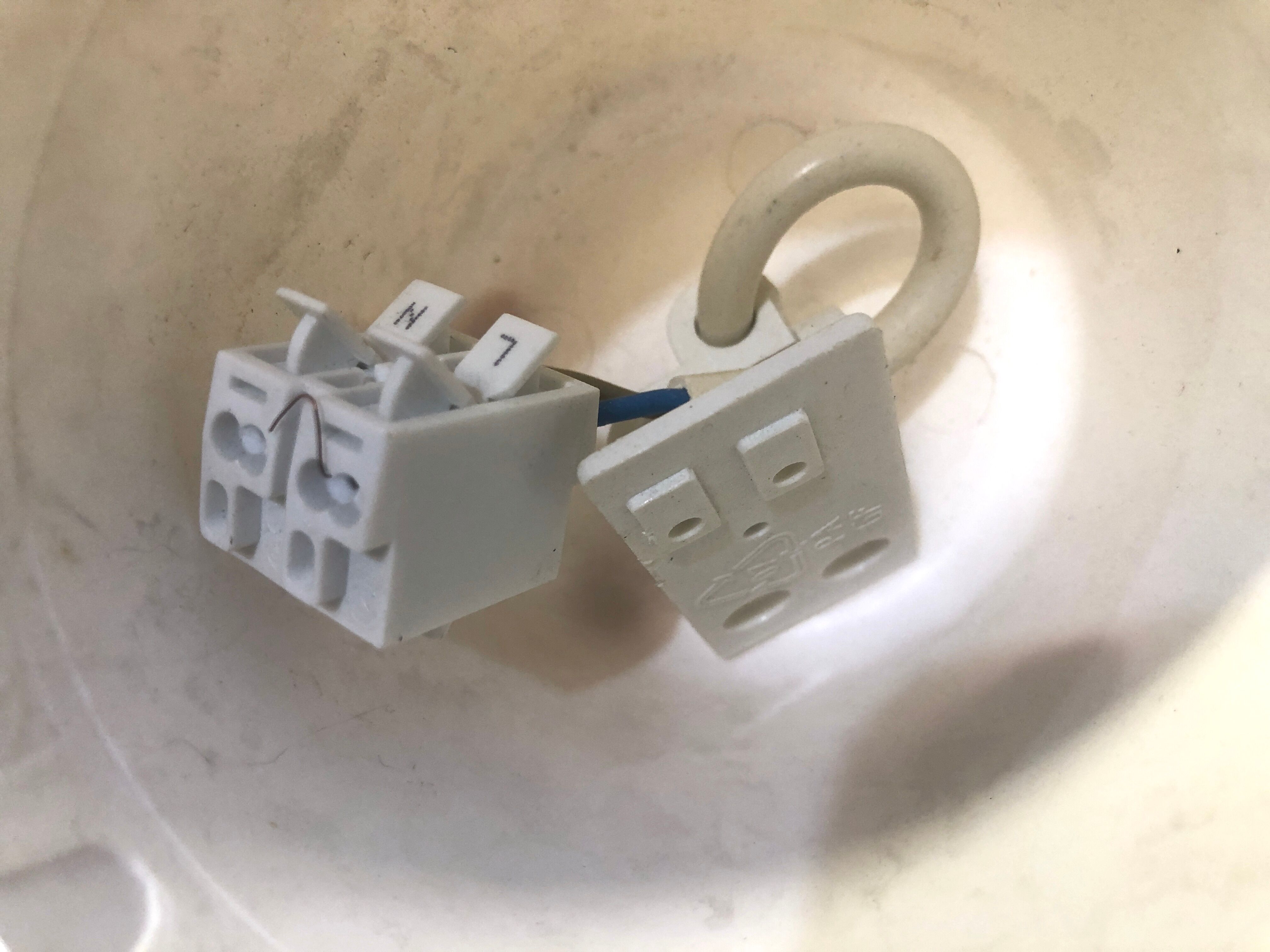 Vintage suspension in white opaline and red border, corolla shape / French vintage