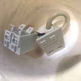 Vintage suspension in white opaline and red border, corolla shape / French vintage