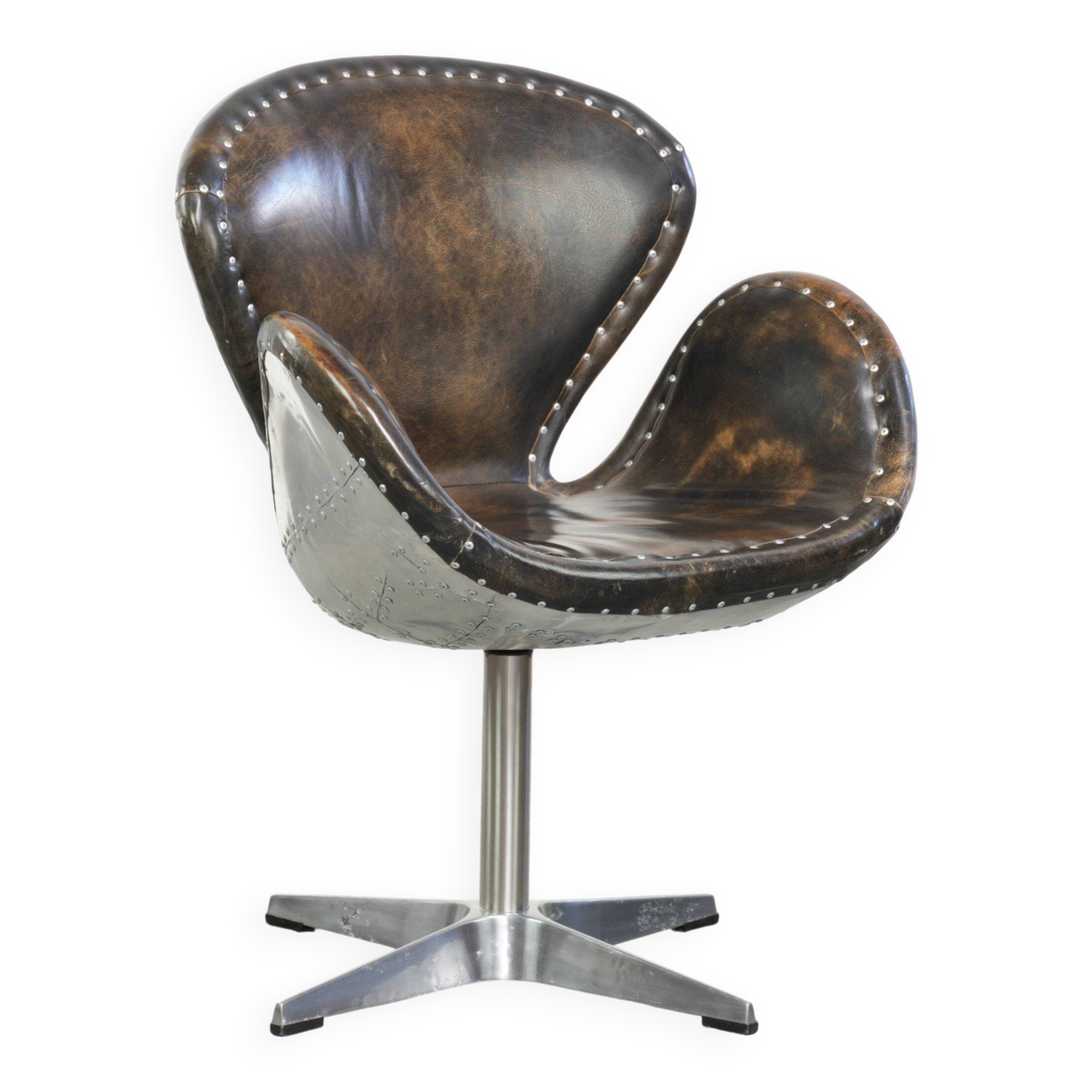 Chaise de bureau/côté Aviateur en cuir de vachette vintage Timothy Oulton Devon Spitfire