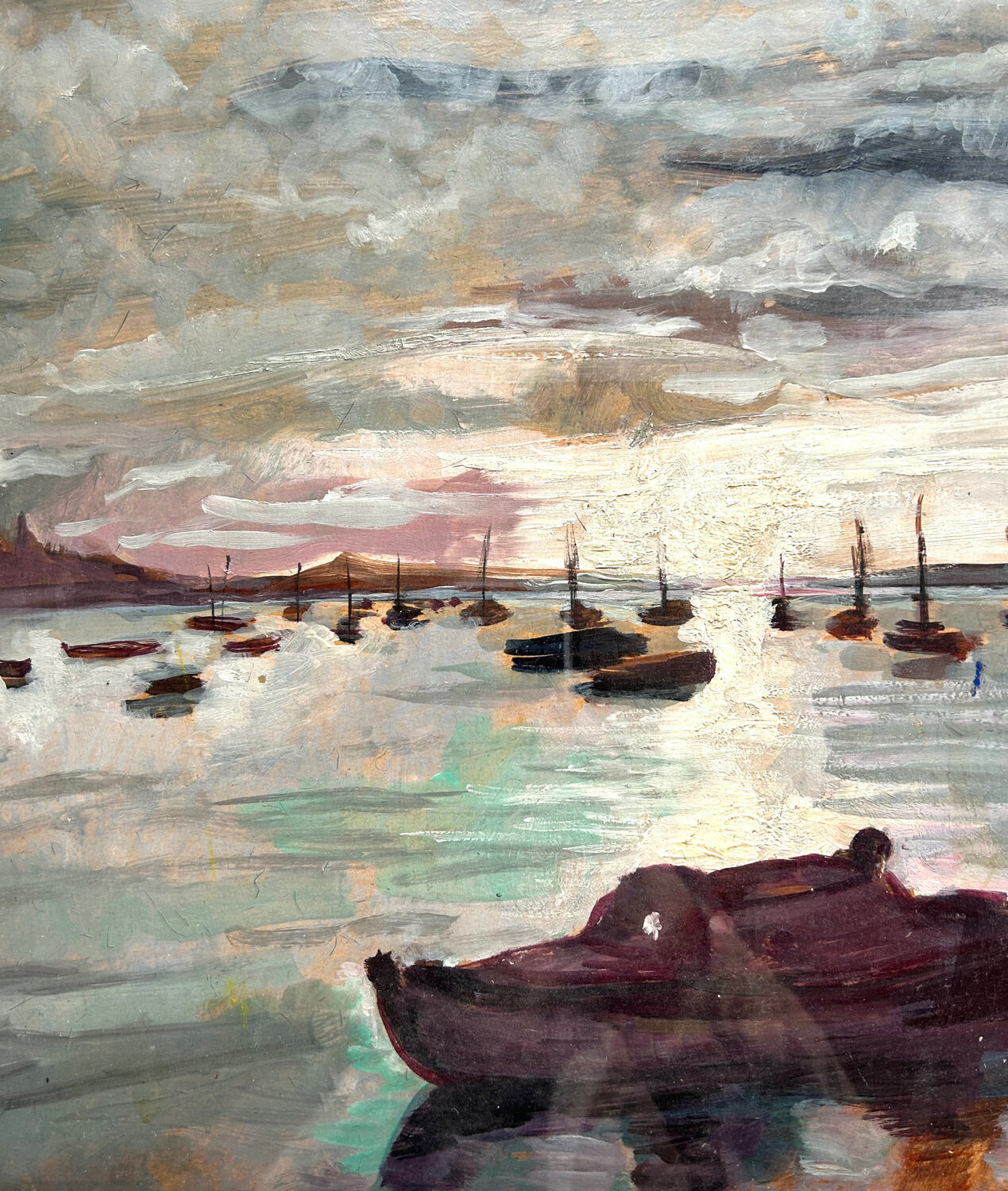 Marine de Bretagne, M. Tassart, huile sur carton 1964