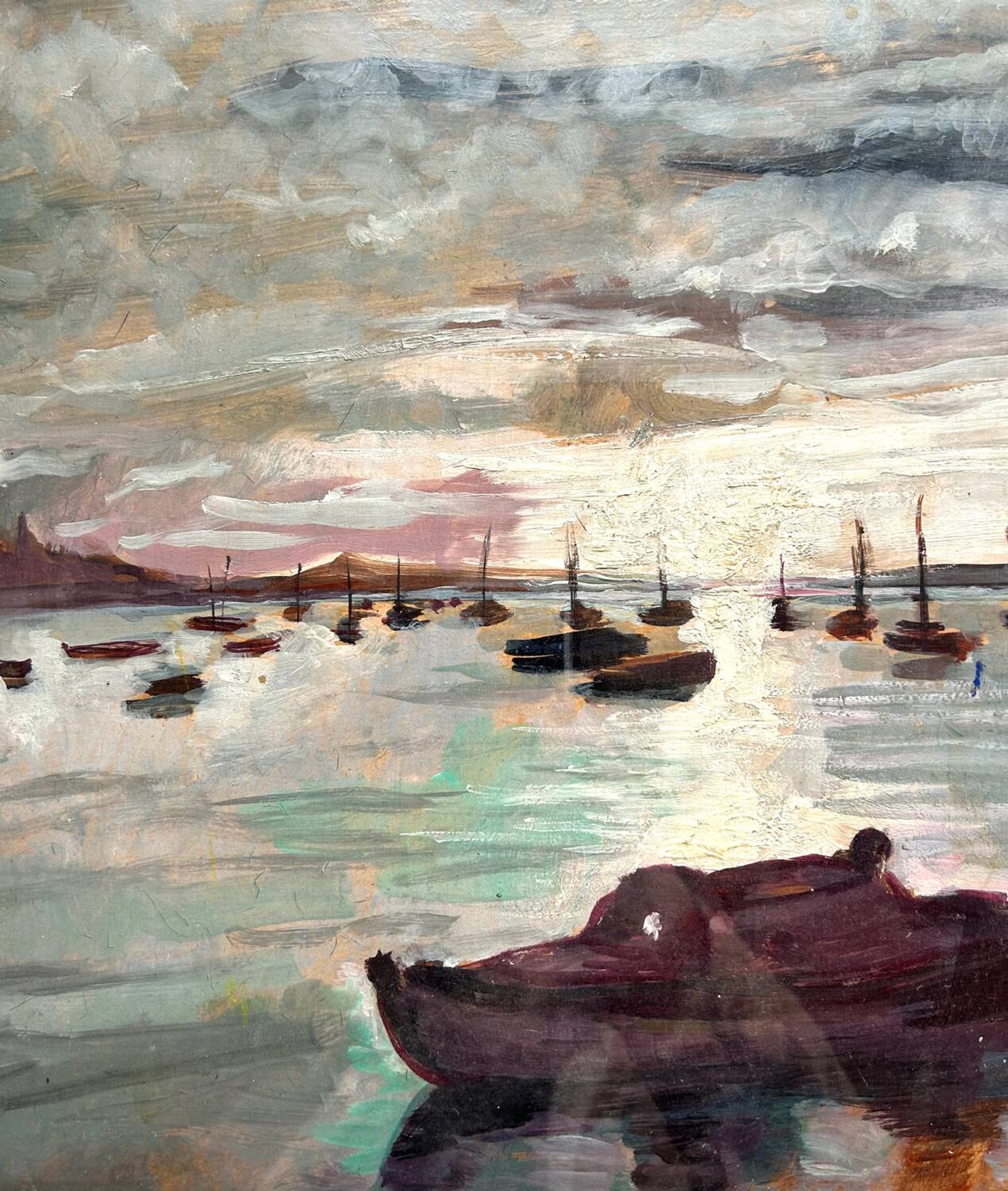Marine of Brittany, M. Tassart, oil on cardboard 1964