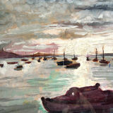 Marine de Bretagne, M. Tassart, huile sur carton 1964