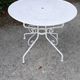 Garden furniture 1 table 6 chairs wood and old white metal