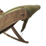 Ancien Repose Pied A Bascule Tissu Vert Et Bois Vintage Déco