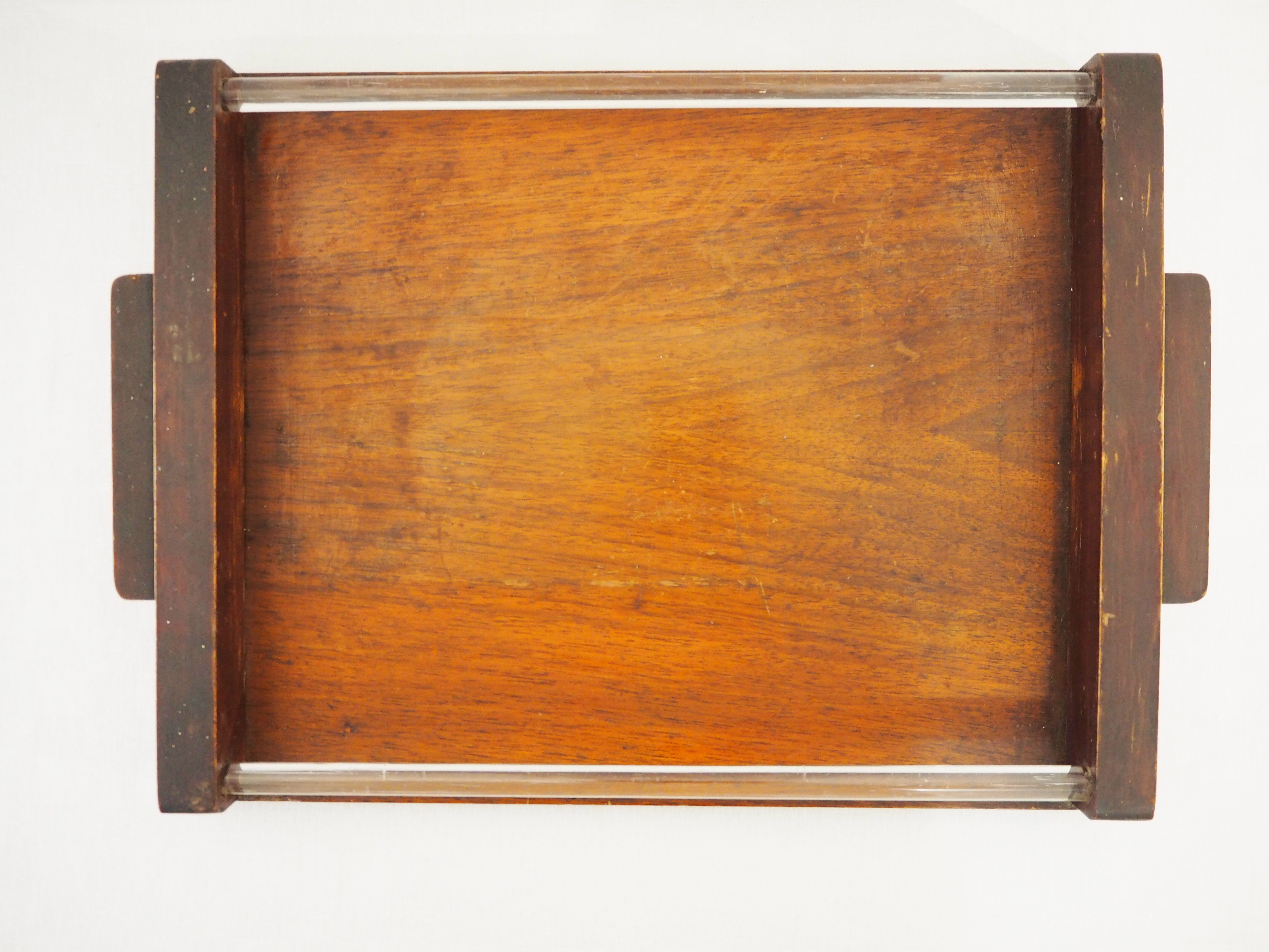 Art Deco top in wood and glass